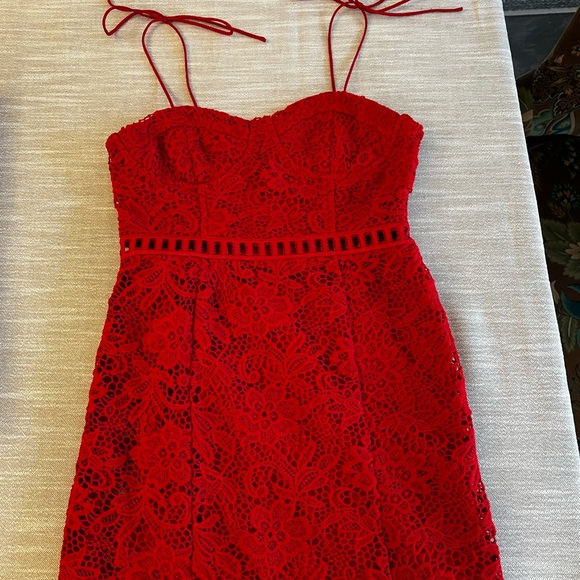 Red lace spaghetti strap mini dress Size S Small - Picture 4 of 10